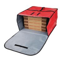 Vogue Pizza Delivery Bag in Red Polyester with Clear Pocket - Large