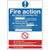 Fire Action Sticker - Safety Self Adhesive Sign / Poster - 300X200mm