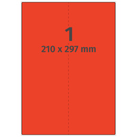 Universaletiketten 210 x 297 mm, 100 Haftetiketten rot auf DIN A4 Bogen, Papier permanent, Trägerschlitzung