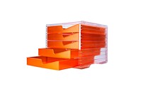 Schubladenbox styroswingbox light transparent / neon-orange