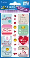 Deko Sticker, Effektfolie, Für Dich, türkis, blau, rot, gelb, 18 Aufkleber