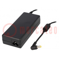 Power supply: switched-mode; 19VDC; 3.42A; Out: 5,5/1,7; 65W; 80%