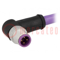 Plug; M12; PIN: 4; male; B code-Profibus; 2m; Insulation: PVC; cables