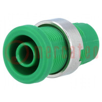 Connector: 4mm banana; socket; 25A; Cutout: Ø12mm; green; insulated