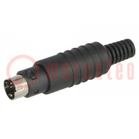 Plug; DIN mini; male; PIN: 4; with strain relief; soldering; 100V