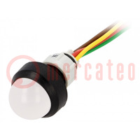 Indicator: LED; prominent; red/green/yellow; 24VDC; 24VAC; Ø13mm