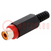 Plug; RCA; female; with strain relief; straight; soldering