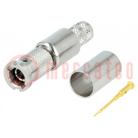 Connector: Micro BNC; stekker; mannelijk; recht; 75Ω; klemmen; PTFE