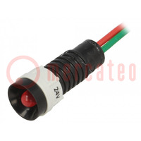 Kontrollleuchte: LED; konkav; rot; 24VDC; 24VAC; Ø11mm; IP40