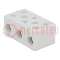 Terminal block; screw terminal; 16mm2; 450V; 76A; ways: 3; ceramics