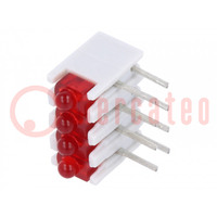 LED; in housing; red; No.of diodes: 4; 20mA; Lens: red,diffused; 38°