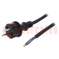 Cable; 2x1.5mm2; CEE 7/17 (C) plug,wires; rubber; 4.5m; black; 16A