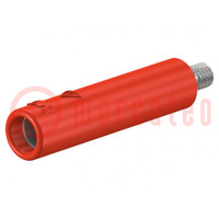 Socket; 4mm banana; 32A; red; nickel plated; screw; insulated