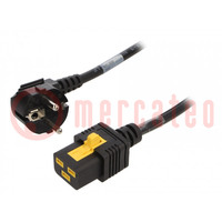 Cable; 3x1.5mm2; CEE 7/7 (E/F) plug angled,IEC C19 female; PVC