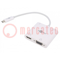 Adapter; USB 3.0; 0,15m; biały; biały