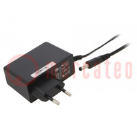 Power supply: switching; mains,plug; 12VDC; 2A; 24W; Plug: EU; 86.2%