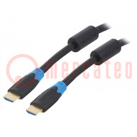 Kábel; HDMI 2.0; HDMI dugó,kétoldalas; PVC; 15m; fekete; 26AWG