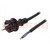 Kabel; 2x1,5mm2; CEE 7/17 (C) stekker,draden; rubber; 4,5m; zwart