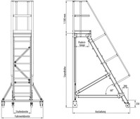 Hymer Podesttreppe fahrbar 60° 11 Stufen - 800 mm