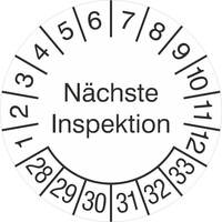Prüfplaketten Nächste Inspektion, 15 Stück/Bogen, selbstklebend, 3 cm Version: 28-33 - Nächste Inspektion 28-33