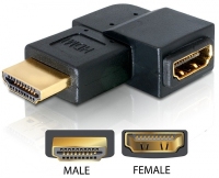 DeLOCK Adapter HDMI male > HDMI female 90° left HDMI 1.3 Fekete