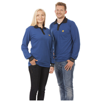 Warmbier ESD-Langarm-Polo-Shirt, Größe XS, blau