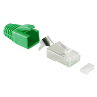 RJ45 Stekker met Groene Tule - CAT5 en CAT6 - Per stuk - 8P8C - STP - Trekontlasting