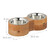 Relaxdays Hundenapfbar, für Hunde, 2 Edelstahlnäpfe je 400ml, HBT: 8x30,5x14,5 cm, Futterbar, Trinknapf, natur/silber