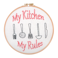 Embroidery Kit with Hoop: My Kitchen, My Rules