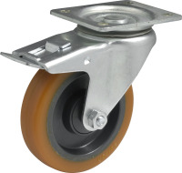 Produkt Bild von Stahl Lenkrolle mit Richtungsfeststeller mit Rad aus Polyurethan ,Traglast 200 Kg