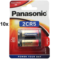 Batería de litio Panasonic 2CR5 6V Foto de alimentación 10-Pack