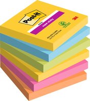 Post-it Super Sticky Notes Carnival Colours 76x76mm 90Sheets Ref 7100265522 [Pack 6]