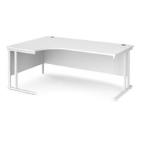 Maestro 25 left hand ergonomic desk 1800mm wide - white cantilever leg frame and