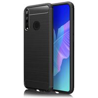 NALIA Silikon Handy Hülle für Huawei P40 lite E , Cover Case Carbon Look Bumper