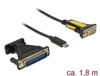 Adapter USB Type-C™ an 1x Seriell DB9 RS-232 + Adapter DB25, 1,8m, Delock® [62905]