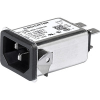 IEC-Eingangsfilter-C14, 50 bis 60 Hz, 4 A, 250 VAC, Flachstecker 6,3 mm, 3-130-9