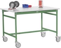 Manuflex BB4069.6011 BASIS mobil asztali asztal, zöld asztallaptal, zöld színű RAL 6011, szélesség nagyság: 1500 x 800 x 850 mm Rezedazöld (RAL 6011)