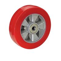 Polyurethane tyre, red, on aluminium rim