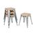 Bolero Bistro Low Stools in Grey Steel with Wooden Seat Pad - Pack of 4