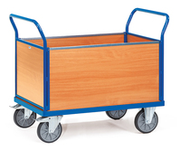 fetra® Vierwandwagen, Ladefläche 850 x 500 mm, 500 kg Tragkraft, 4 Holzwände