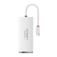 Baseus Lite Series Hub 4in1 adapter USB-C 4x USB 3.0 + USB-C 25cm fehér (WKQX030302)