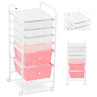 Wózek pomocnik kosmetyczny fryzjerski łazienkowy 6 szuflad 36 x 32 x 76 cm - biało różowy