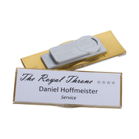 Pin Badge / Identification Badge / Name Badge "Podio Paper slim" | golden coated with magnet "Premium" (grey)