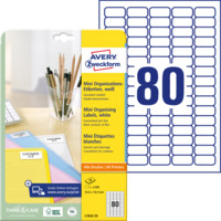 Mini-Organisations-Etiketten, A4, 35,6 x 16,9 mm, 25 Bogen/2.000 Etiketten, weiß