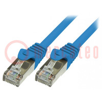 Patch cord; F/UTP; 5e; filo cordato; CCA; PVC; blu; 1m; 26AWG