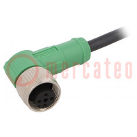 Connection lead; M12; PIN: 4; angled; 1.5m; plug; 250VAC; 4A; PUR