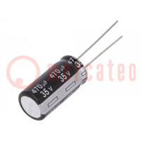 Capacitor: electrolytic; THT; 470uF; 35VDC; Ø10x20mm; Pitch: 5mm