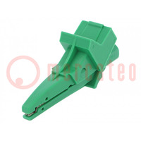 Morsetto a coccodrillo; 12A; 600VDC; verde; Copertura: nichelato