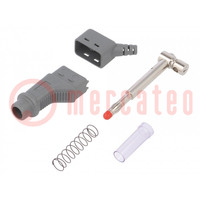 Connector: 4mm banana; plug; 32A; 600V; grey; 2.5mm2; on cable