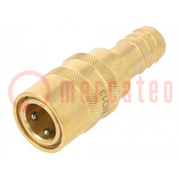 Quick connection coupling; straight; max.15bar; brass; Seal: FPM
